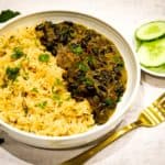 Black beans curry with garlic rice