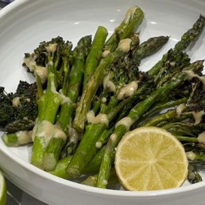 Roasted broccoli and asparagus salad