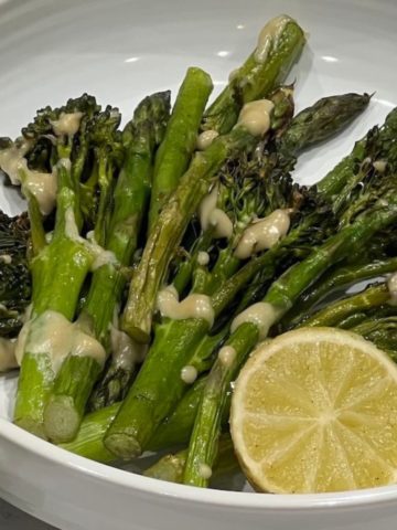 Roasted broccoli and asparagus salad