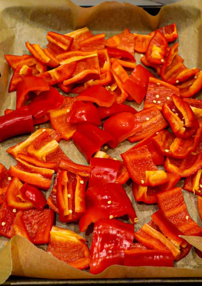 Roughly chopped red peppers