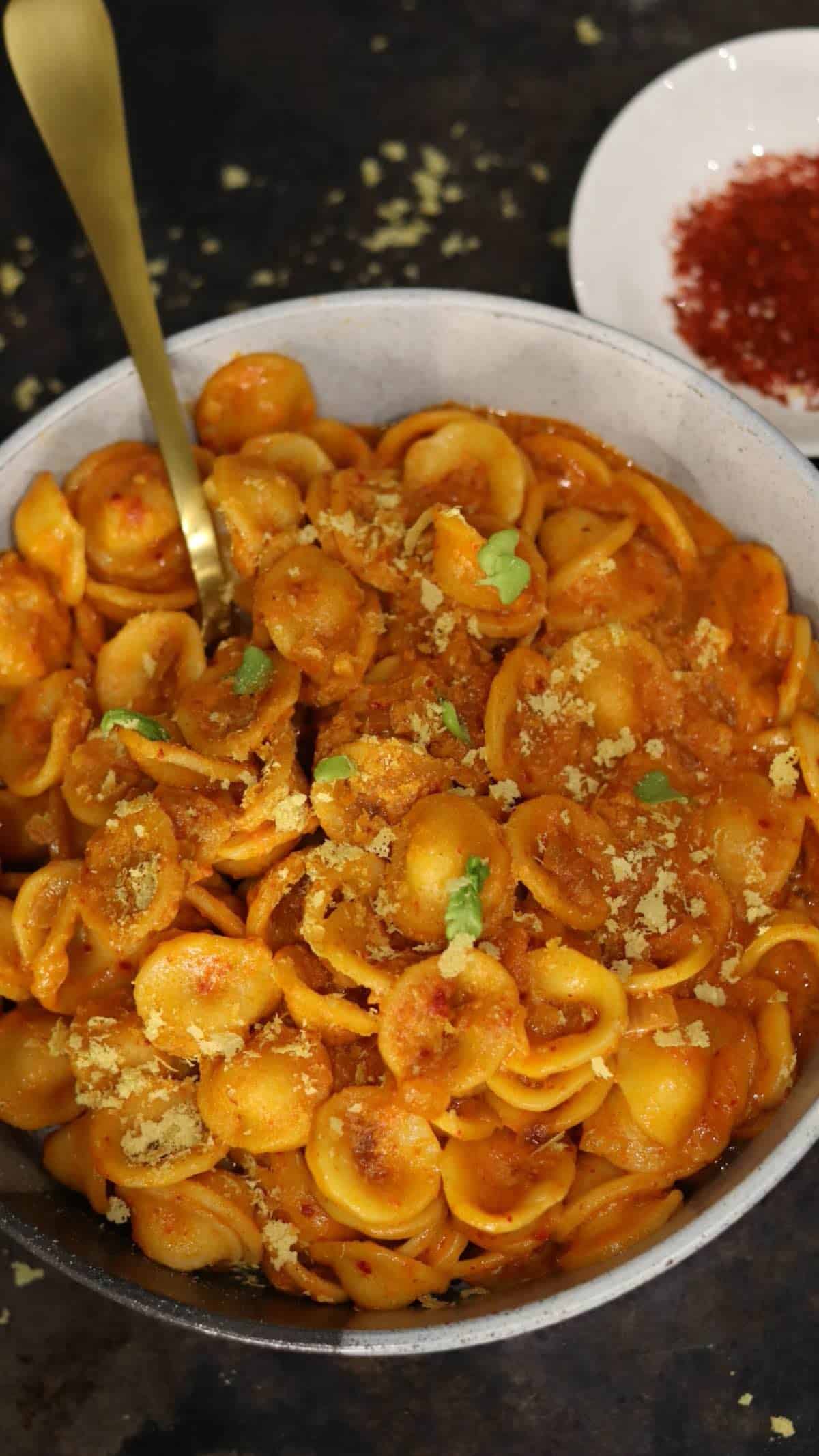 Vegan Gigi Hadid pasta recipe in a bowl