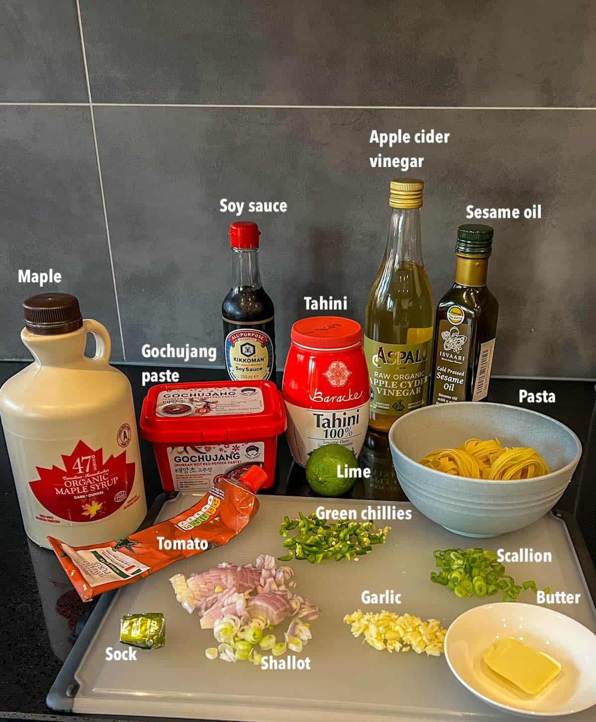 Ingredients required to make Gochujang pasta
