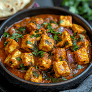 Achari Paneer with garlic naan